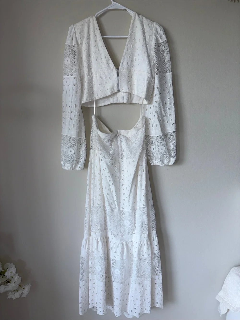 Gianni Bini White Eyelet Cutout V-Neck Maxi Dress - Picture 6 of 8